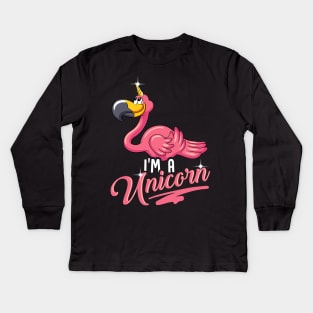 Adorable I'm a Unicorn Flamingo Cute Animal Kids Long Sleeve T-Shirt